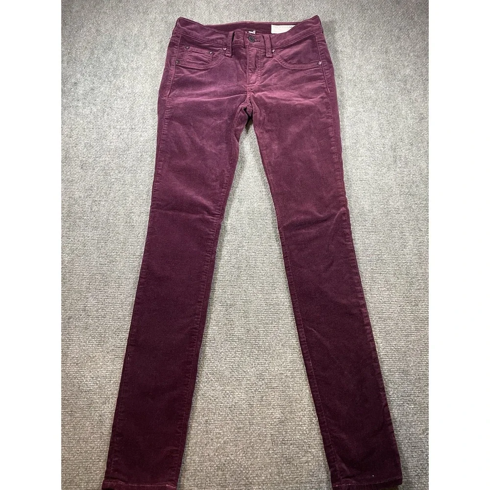 Rag & Bone Skinny Jeans Low Rise Womens Size 26 Wine, Classy, Festival, Velvet